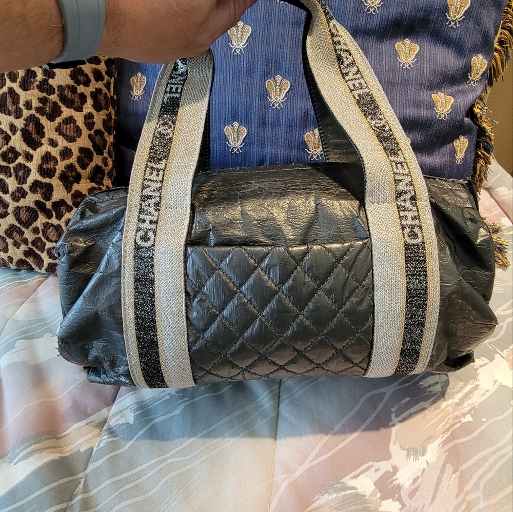 Chanel Vintage Black Metallic Cocoon Barrel Handbag
